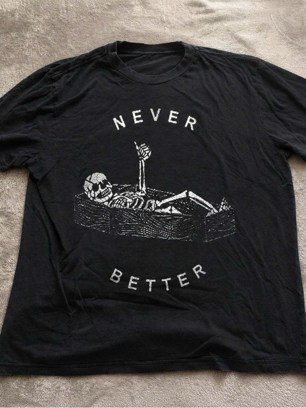 Black 'Never Better' Graphic T-Shirt for Men